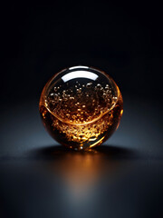 Glass Sphere Containing Bio Essence of Life Captured on Dark Background