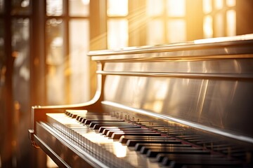 close up of piano keys in home on a sunny day Generative AI - obrazy, fototapety, plakaty