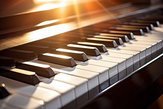 close up of a piano keyboard in the sun Generative AI