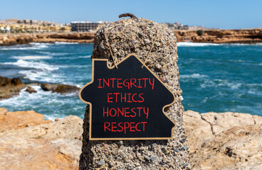 Integrity ethics honesty respect symbol. Concept word Integrity Ethics Honesty Respect on beautiful...