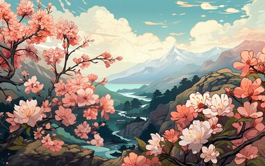 Scenic Landscape in Illustration