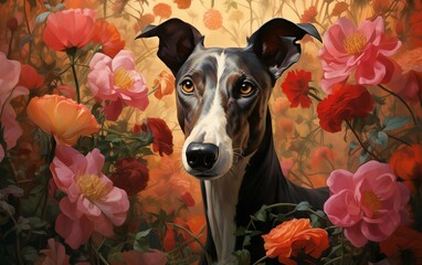 Oil Portrait of a Greyhound