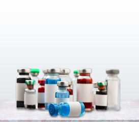 Pharmacy prescription drugs medication in bottles