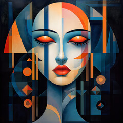 Abstract illustration of woman with closed eyes