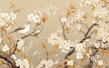 Wallpaper Pattern Showcasing Elegant White Flowers