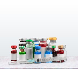 Pharmacy prescription drugs medication in bottles