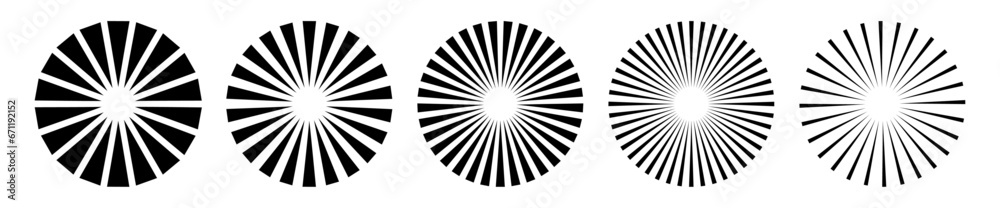 Aufkleber sunburst element collection. radial stripes black and white background with place for your text. ret