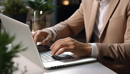 Man Working on Laptop in Office