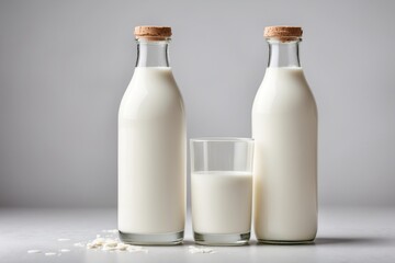 Fototapeta na wymiar a bottle of milk on white background. ai generative