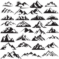 mountain silhouette icon vector set for logo.Big mountain icons set. Vector illustration.