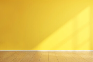 Modern yellow Interior with geometrical sunlight and shadows. Empty wall mockup