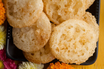 Anarsa which is an authentic sweet pastry-like snack especially made in the festive season like Diwali in Maharashtra and Bihar, selective focus