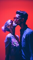 Pop Art Experimental Photography of two people in ultraviolet colors