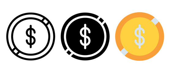 Coin icons set vector illustration for web and mobile
