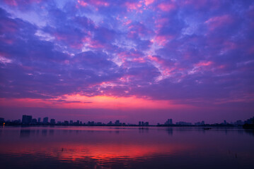 Sunset on West lake, Hanoi, Vietnam