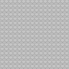 Fototapeta premium Seamless japanese pattern with scales. Fish scale wallpaper. Asian traditional ornament with repeated scallops. Repeated circles and semicircles background. Vinyl motif. Surface design. Vector art.