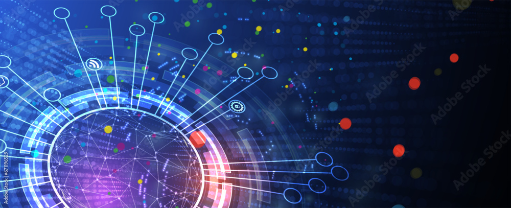 Wall mural technology network vector background.. science and technology presentation background. big data conn