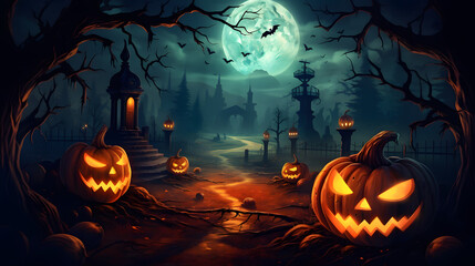 halloween background with pumpkins