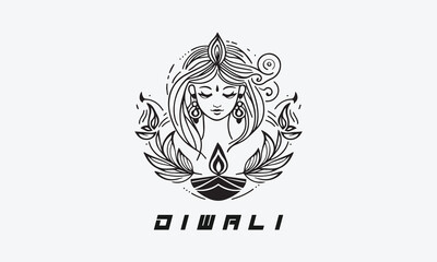 Women in Diwali traditional dress and holding a Diya