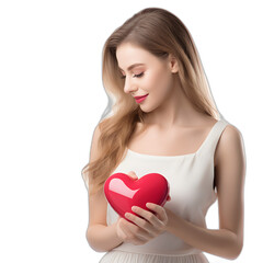 woman receiving a love gift isolated on transparent or white background, png