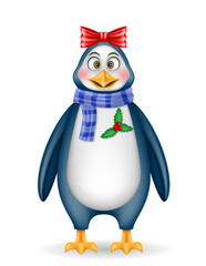 christmas penguin new year holiday symbol vector illustration
