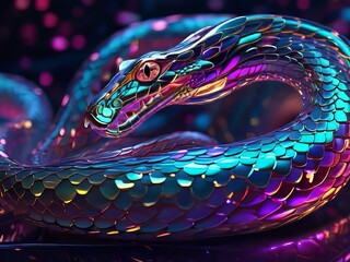 una deslumbrante serpiente cuántica se desliza elegantemente 