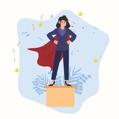 young woman celebrating a goal achievement , young girl won the contest isolated , best performer of the month illustration