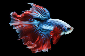 Fototapeta premium A vibrant and attractive Siamese combative fish was solitary atop a white backdrop.