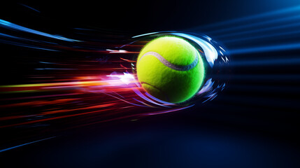 tennis ball on dark background with visual effects, visual shock wave - obrazy, fototapety, plakaty
