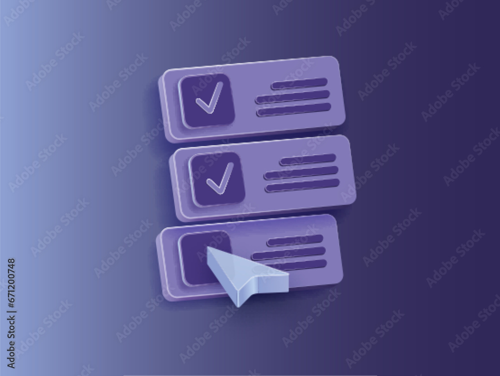 Fototapete bar with drop-down box for web interface design. 3d arrow mouse cursor with drop-down menu. web brow