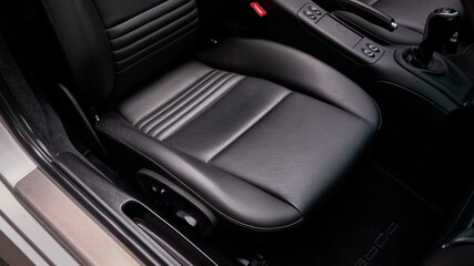 Black leather passenger seat
