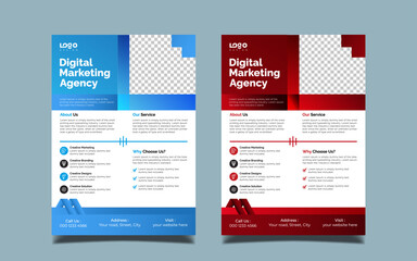 Corporate Business Flyer poster pamphlet brochure cover design layout background, two colors scheme, vector template in A4 size - Vector