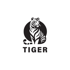 The tiger logo is designed using a minimalist vector style and is black and white