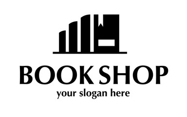 Book shop logotype black color isolated on background vector 10 eps