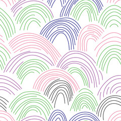 Fototapeta na wymiar Seamless pattern. Abstract op art texture with rainbows. Creative background with lines.