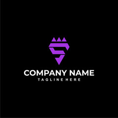 
S monogram logo design. Purple diamond logo