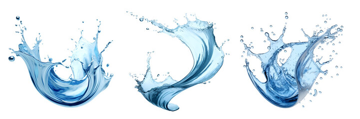  Blue water Spiral liquid splash swirl wave on transparent background cutout, PNG file. Many assorted different design. Mockup template for artwork graphic design - Powered by Adobe