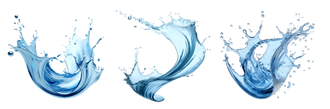  Blue water Spiral liquid splash swirl wave on transparent background cutout, PNG file. Many assorted different design. Mockup template for artwork graphic design