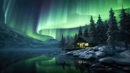"Celestial Wonder: The Northern Lights paint the cold northern skies with a breathtaking display of vibrant colors."