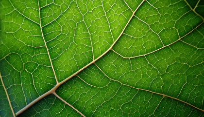 Obraz premium Microscopic Detail of Green Leaf Veins