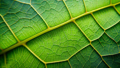 Microscopic Detail of Green Leaf Veins