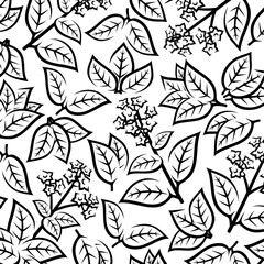 Tobacco leaf background, pattern set. Collection icon tobacco. Vector