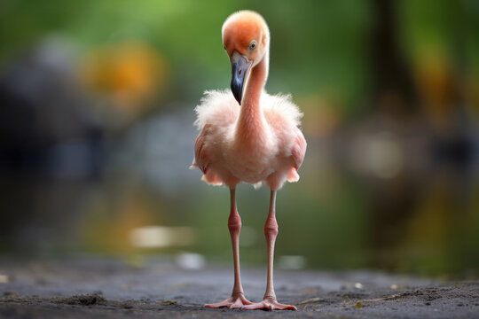 Close-up shot of a baby flamingo
