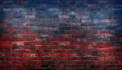 Old wall background with stained aged bricks, full texture, panoramic view - obrazy, fototapety, plakaty