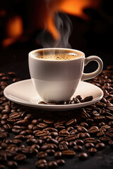 A cup of coffee sitting on top of a saucer. Perfect for coffee shop menus and promotions