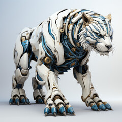 panter, creature, artificial intelligence, innovation, cyborg, fantasy, art, animal, character, monster, on white background