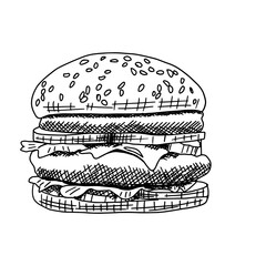 Hand drawn vector illustration of a hamburger.