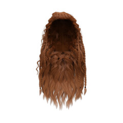 3d render illustration red copper wavy hair isolated