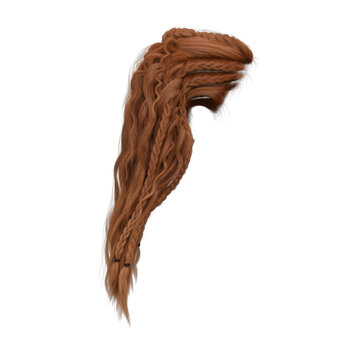 recommend clip art: 3d render illustration red copper wavy hair isolated
