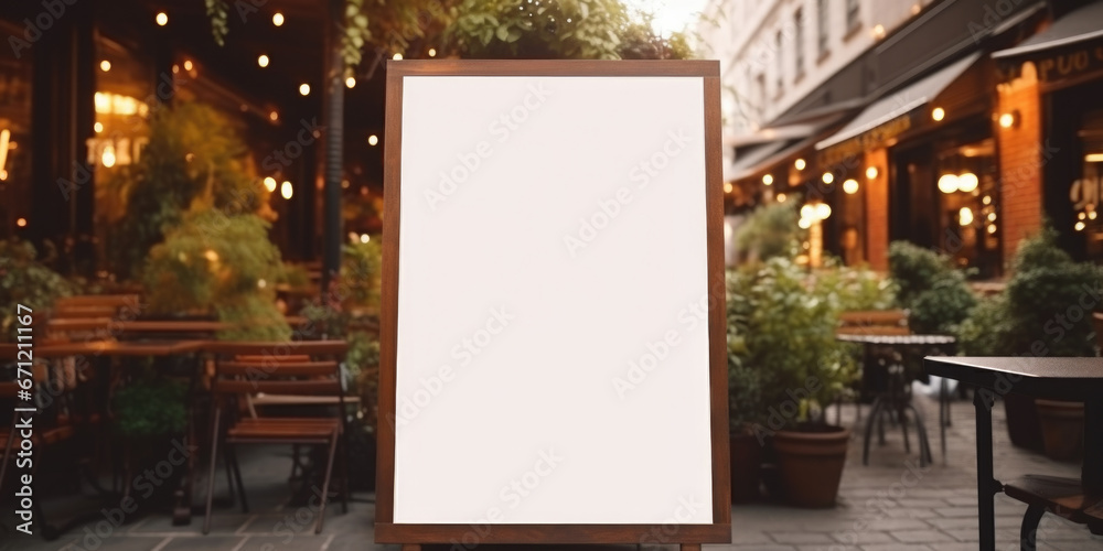 Aufkleber An empty picture frame is placed on a sidewalk, ready to be filled with a captivating image. This versatile picture can be used for various design projects.